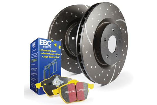 EBC Brakes S5 Kits Yellowstuff And GD Rotors; Front; FMSI Pad No. D956; Vented; 5 Bolt Holes; 280mm Dia.; 47mm Height; 24mm Thick; 65.7mm Center Hole Dia.;