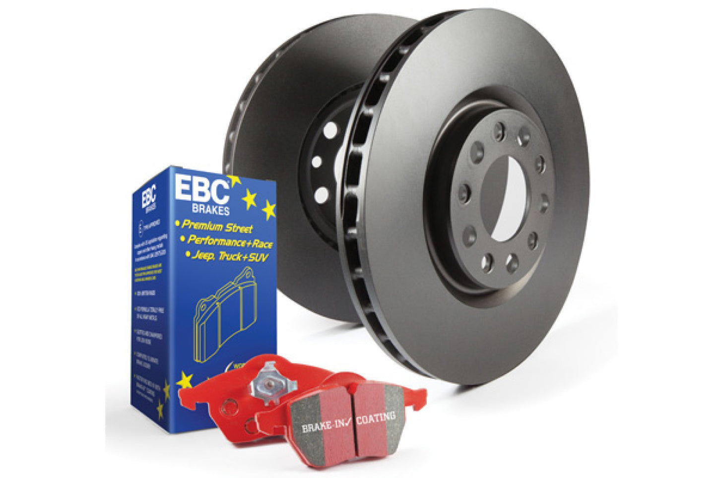 EBC Brakes S12 Kits Redstuff and RK Rotors; Front; FMSI Pad No. D1322; Vented; 5 Bolt Holes; 345mm Dia.; 52.1mm Height; 30mm Thick; 68mm Center Hole Dia.;