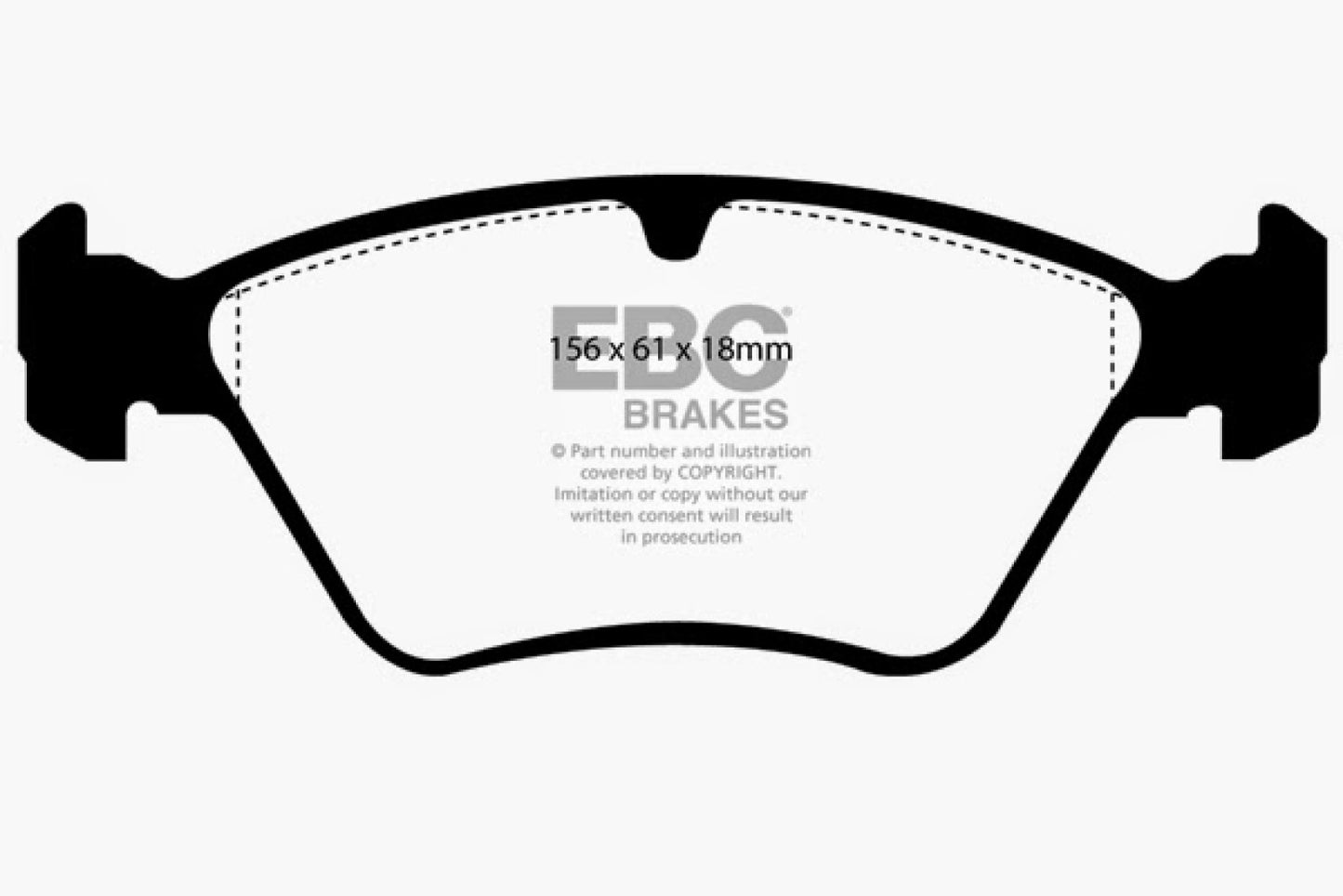 EBC Brakes Redstuff Ceramic Low Dust Brake Pads; FMSI Pad No. D644; Vented; 284mm Dia.; 41mm Height; 24mm Thick; 70mm Center Hole Dia.; Pad Dimensions: 156 x 61 x 18mm;