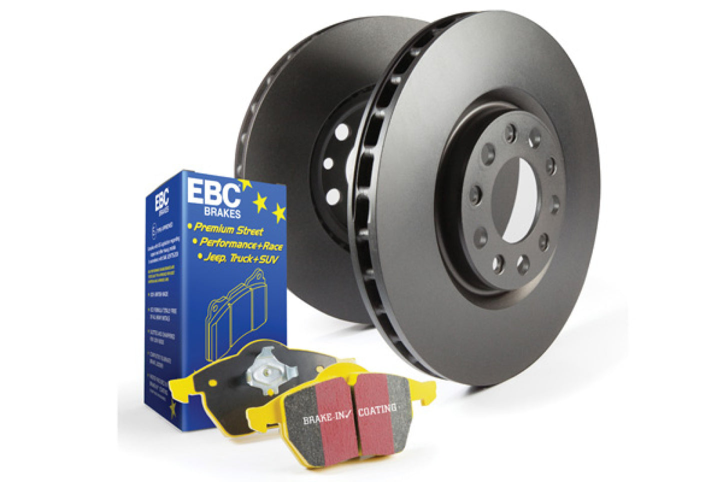 EBC Brakes S13 Kits Yellowstuff and RK Rotors; Front; FMSI Pad No. D1865; Vented; 5 Bolt Holes; 345mm Dia.; 48mm Height; 30mm Thick; 63.5mm Center Hole Dia.;