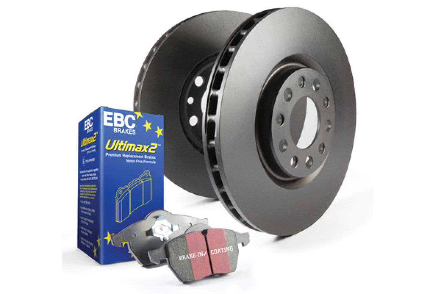 EBC Brakes S20 Kits Ultimax and Plain Rotors; Front and Rear; FMSI Pad No. D906/D828; Vented Front; Solid Rear; 5/5 Bolt Front/Rear; 296/269mm; Center Hole Dia. 62/62mm;