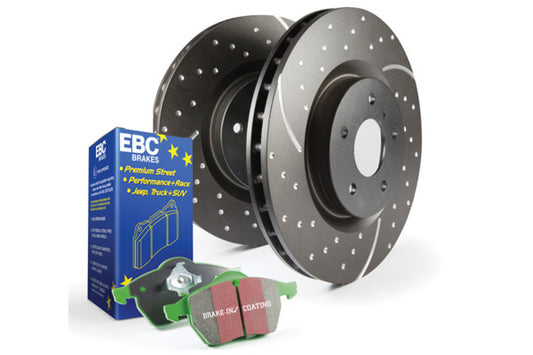 EBC Brakes S10 Kits Greenstuff 2000 and GD Rotors; Front; FMSI Pad No. D660; Solid; 5 Bolt Holes; 290mm Dia.; 46mm Height; 10mm Thick; 107mm Center Hole Dia.;