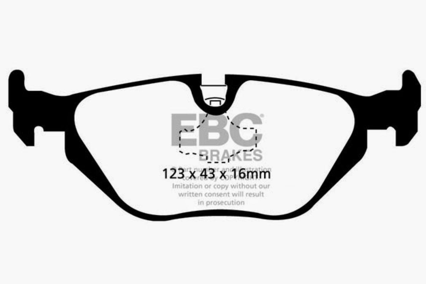 EBC Brakes Yellowstuff Street And Track Brake Pads; FMSI Pad No. D692; Solid; 280mm Dia.; 60mm Height; 10mm Thick; 75mm Center Hole Dia.; Pad Dimensions: 123 x 43 x 16mm;