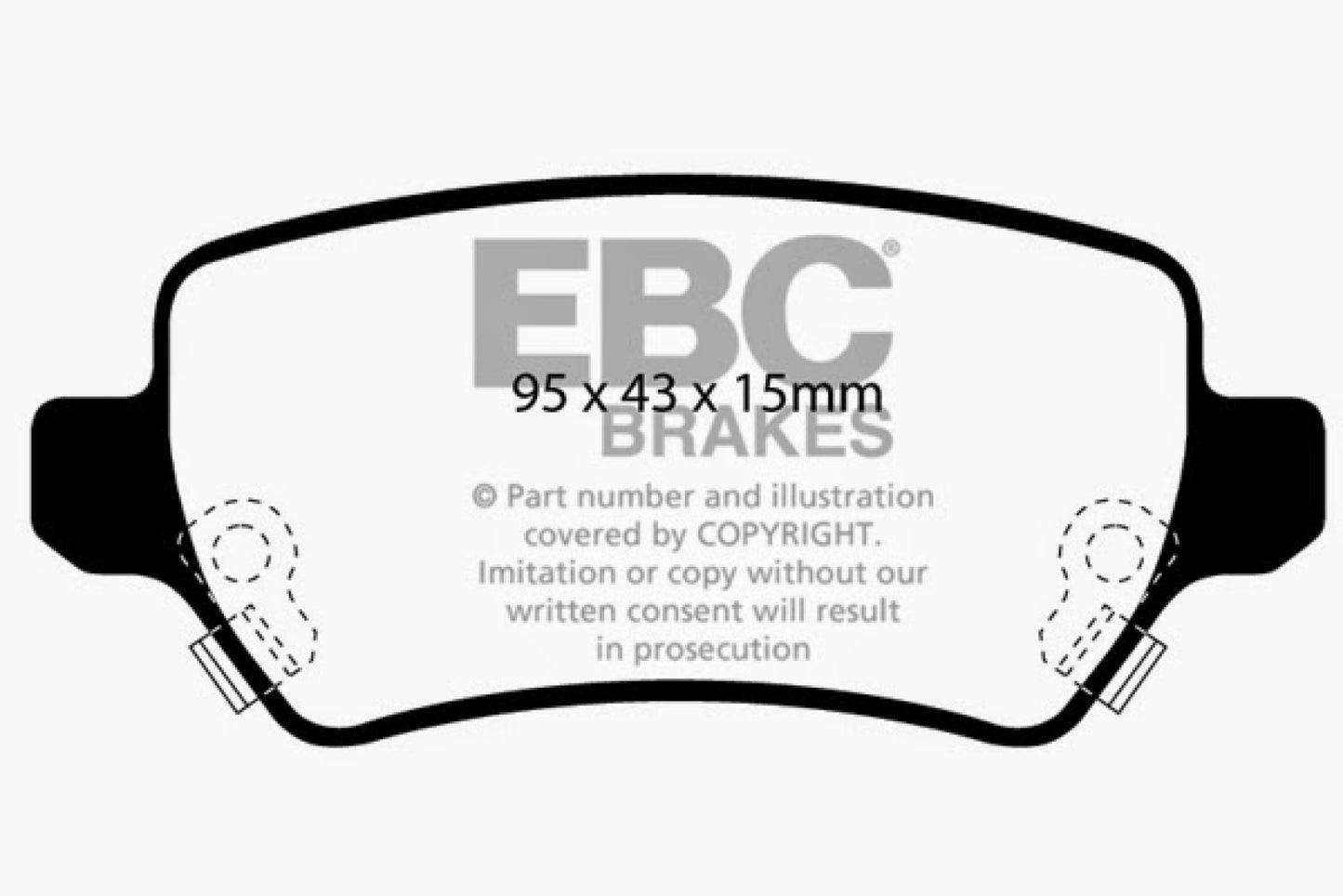 EBC Brakes Yellowstuff Street And Track Brake Pads; FMSI Pad No. D1362; Solid; 264mm Dia.; 41mm Height; 10mm Thick; 63.5mm Center Hole Dia.; Pad Dimensions: 95 x 43 x 15mm;