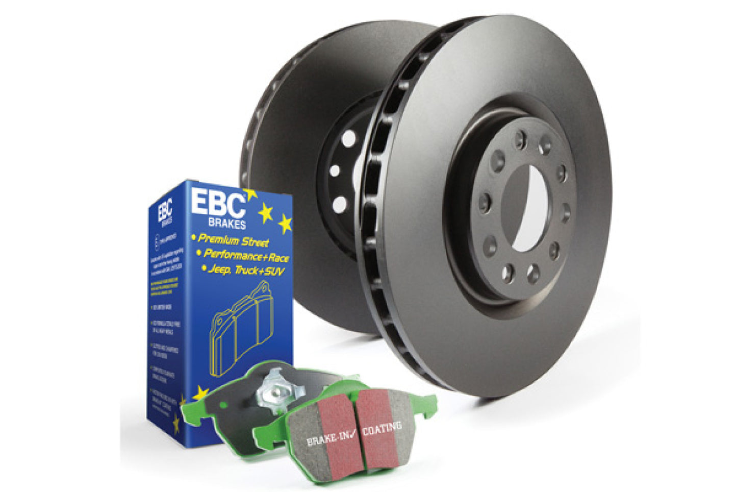 EBC Brakes S11 Kits Greenstuff 2000 and RK Rotors; Front; FMSI Pad No. D034; Vented; 5 Bolt Holes; 287mm Dia.; 108mm Height; 24mm Thick; 61.7mm Center Hole Dia.;