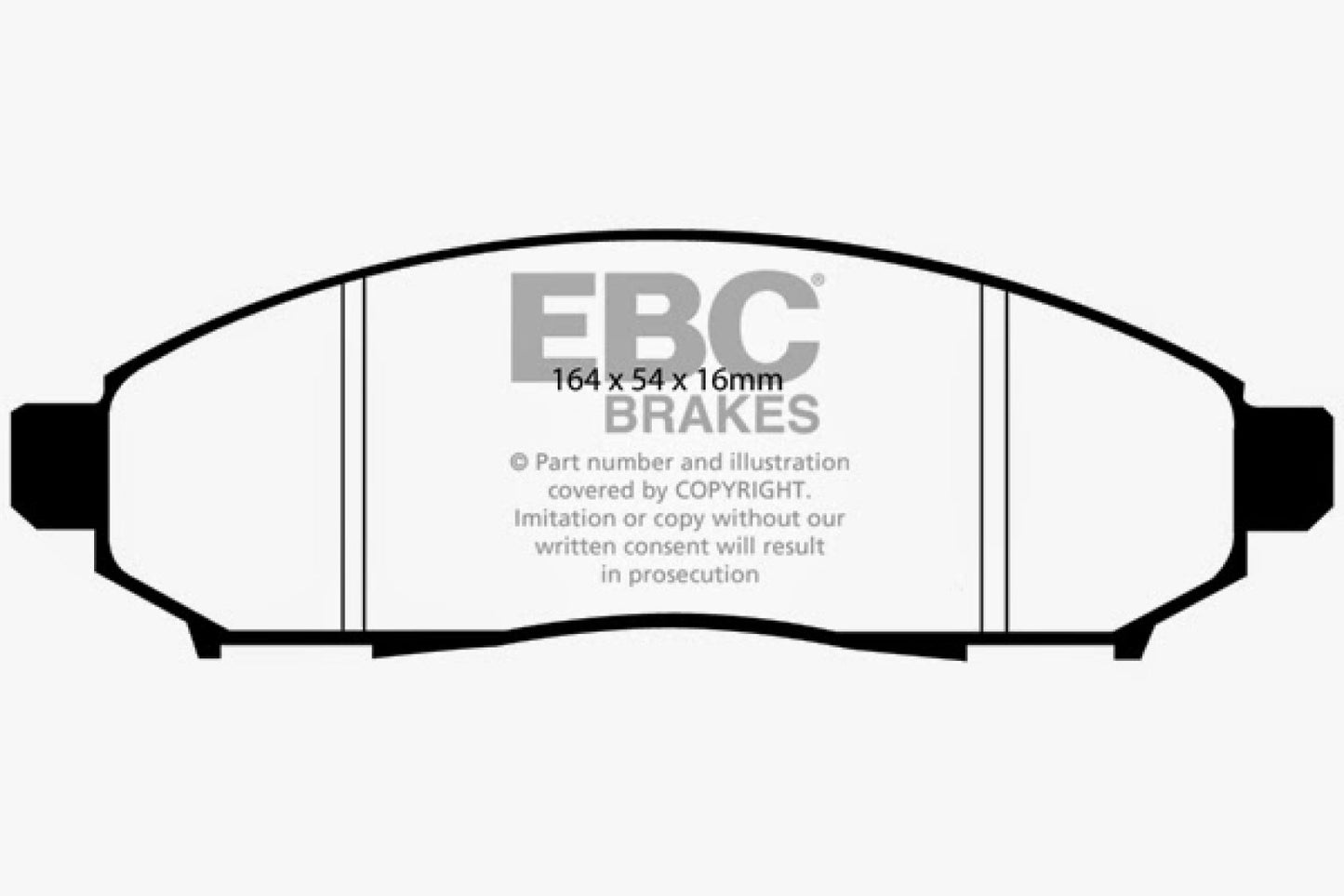 EBC Brakes Ultimax OEM Replacement Brake Pads; FMSI Pad No. D1094; Vented; 283mm Dia.; 44mm Height; 28mm Thick; 68mm Center Hole Dia.; Pad Dimensions: 164 x 54 x 16mm;