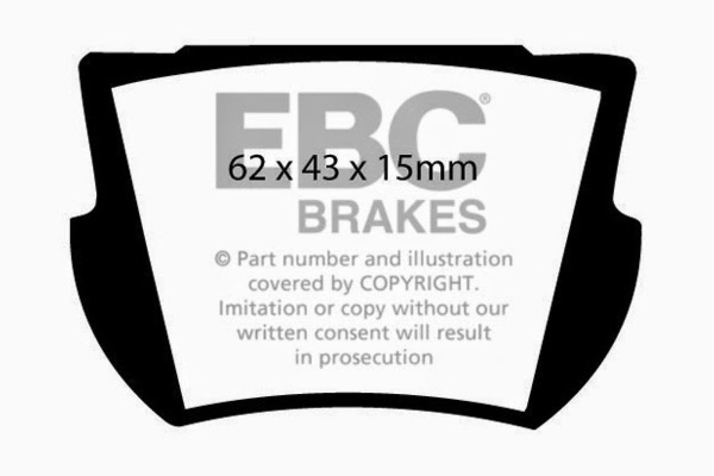 EBC Brakes Yellowstuff Street And Track Brake Pads; FMSI Pad No. D065; Solid; 254mm Dia.; 27mm Height; 10mm Thick; 73.7mm Center Hole Dia.; Pad Dimensions: 62 x 43 x 15mm;