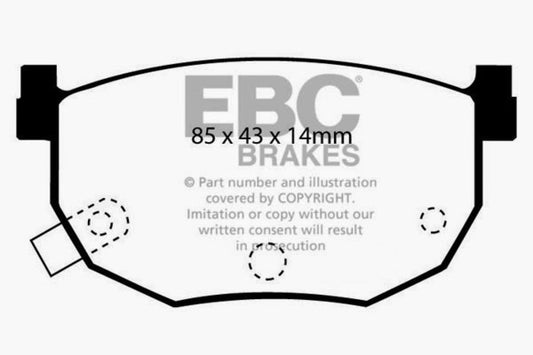 EBC Brakes Redstuff Ceramic Low Dust Brake Pads; FMSI Pad No. D272; Pad Dimensions: 85 x 43 x 14mm;