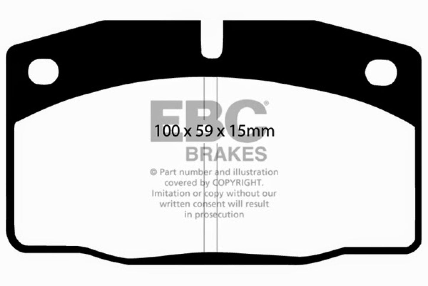 EBC Brakes Yellowstuff Street And Track Brake Pads; FMSI Pad No. D378; Pad Dimensions: 100 x 59 x 15mm;