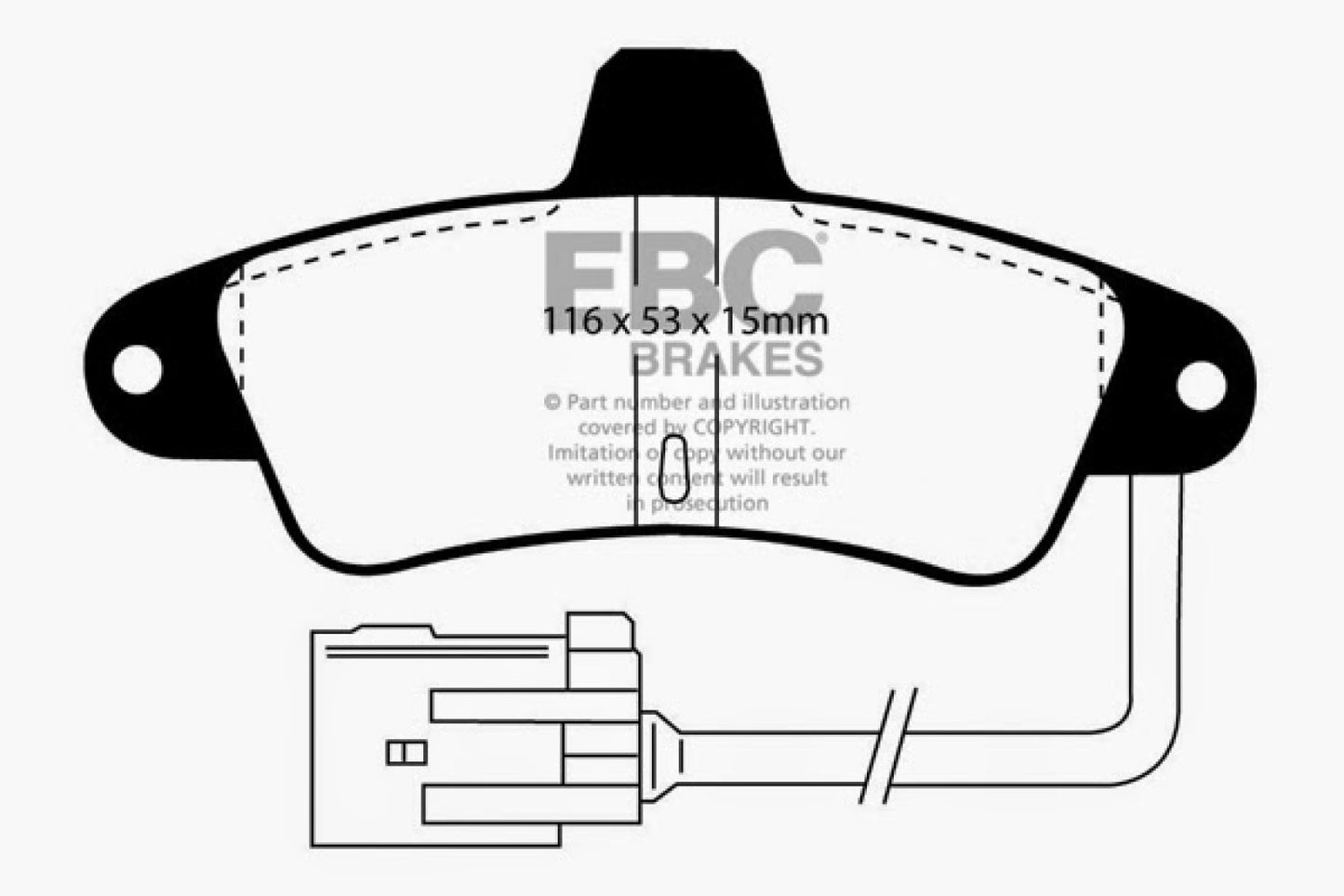 EBC Brakes Yellowstuff Street And Track Brake Pads; FMSI Pad No. D661; Vented; 253mm Dia.; 44mm Height; 20mm Thick; 63.5mm Center Hole Dia.; Pad Dimensions: 116 x 53 x 15mm;